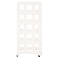Houtblokhouder met wielen 40x49x110 cm massief grenenhout wit - thumbnail