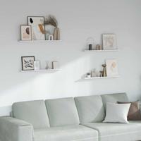 Wandplank met plank 4 pcs Wit Marmer 80 x 9 x 3 cm Bewerkt hout - thumbnail
