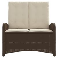 Tuinbankje verstelbaar met kussens poly rattan bruin - thumbnail