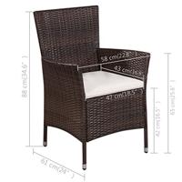 3-delige Bistroset poly rattan bruin - thumbnail