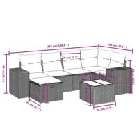 6-delige Loungeset met kussens poly rattan gemengd beige - thumbnail