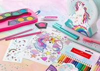 Faber Castell FC-125002 Connector Waterverfdoos 12 Kleuren + 1 Tube Regenboog Glitter en Unicorn Stickers - thumbnail