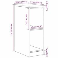 Garagekast 30x51x85 cm massief grenenhout artisan eikenkleurig - thumbnail