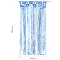 VidaXL Gordijn macramé 140x240 cm katoen blauw - thumbnail