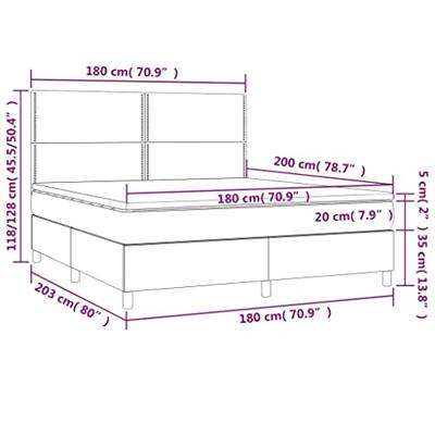 Boxspring met matras en LED fluweel donkergrijs 180x200 cm