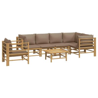 7-delige Loungeset met kussens bamboe taupe