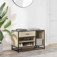 Schoenenbank 80x40x53,5 cm bewerkt hout en metaal sonoma eiken - thumbnail