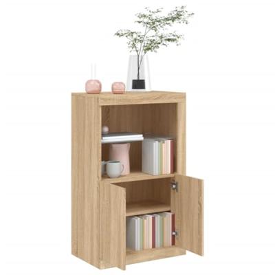 Bijzetkast met LED-verlichting bewerkt hout sonoma eikenkleurig