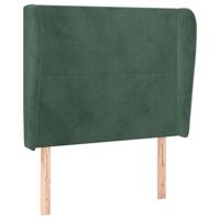Hoofdbord met randen 83x23x118/128 cm fluweel donkergroen - thumbnail