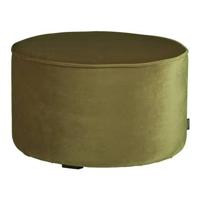 WOOOD Poef 'Sara' Laag, Velvet, kleur Army - thumbnail