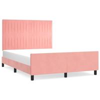 Bedframe met hoofdeinde fluweel roze 140x200 cm - thumbnail
