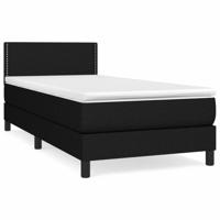 Boxspring met matras stof zwart 90x200 cm - thumbnail