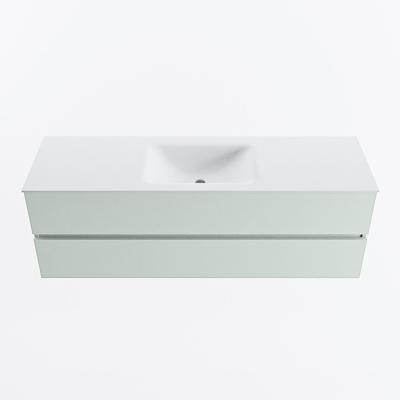 MONDIAZ VICA 150cm badmeubel onderkast Greey 2 lades. Wastafel CLOUD midden zonder kraangat, kleur Talc.