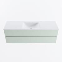 MONDIAZ VICA 150cm badmeubel onderkast Greey 2 lades. Wastafel CLOUD midden zonder kraangat, kleur Talc. - thumbnail