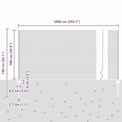 VidaXL Hek met paal zilver 1 x 10 m staal