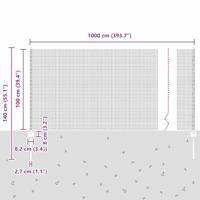 VidaXL Hek met paal zilver 1 x 10 m staal - thumbnail