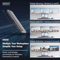 Digitus DA-70919 USB-C dockingstation Geschikt voor merk (dockingstation): Universeel Ondersteunt 8K@30 Hz (1x) / 4K@30Hz (2x) - thumbnail