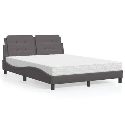 Bed met matras kunstleer grijs 120x200 cm