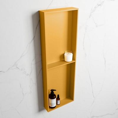 MONDIAZ EASY Nis 149,5x29,5cm in solid surface kleur Ocher | Ocher. 2 vakken geschikt voor in- of opbouw MONDIAZ EASY Nis 149,5x29,5cm in solid surface kleur Ocher | Ocher. 2 vakken geschikt voor in- of opbouw