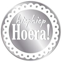 Stickers Rond Zilver &apos;Hiep hiep hoera&apos; - thumbnail