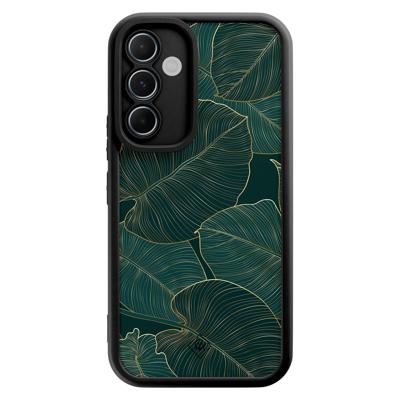 Samsung Galaxy A55 zwarte case - Monstera leaves Samsung Galaxy A55 zwarte case - Monstera leaves