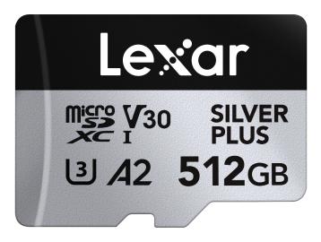 Lexar Pro Silver Plus 512GB microSDXC V30 - R205/W150MB/s Lexar Pro Silver Plus 512GB microSDXC V30 - R205/W150MB/s