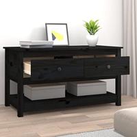 Salontafel 102x49x55 cm massief grenenhout zwart - thumbnail