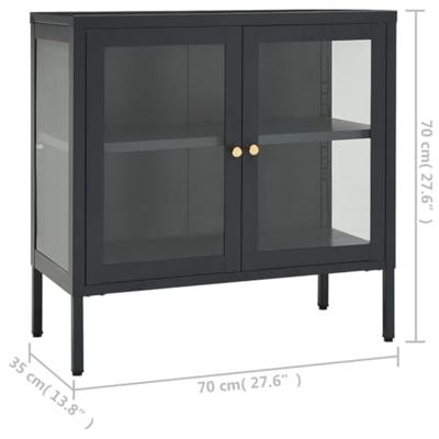 Dressoir 70x35x70 cm staal en glas antracietkleurig
