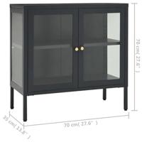 Dressoir 70x35x70 cm staal en glas antracietkleurig - thumbnail