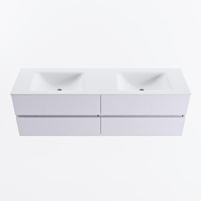 MONDIAZ VICA 160cm badmeubel onderkast Cale 4 lades. Wastafel CLOUD dubbel zonder kraangat, kleur Talc.