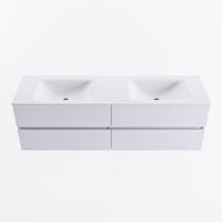 MONDIAZ VICA 160cm badmeubel onderkast Cale 4 lades. Wastafel CLOUD dubbel zonder kraangat, kleur Talc. - thumbnail