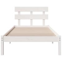 Bedframe met hoofdeinde Wit 80 x 200 cm Massief grenenhout - thumbnail