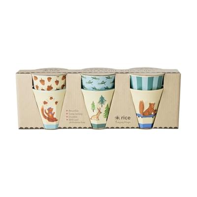 6-delige set melamine kinderbekers BLUE HAPPY FOREST rice 160 ml hemelsblauw
