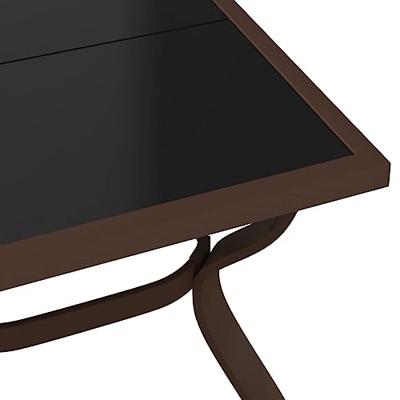 Tuintafel 140x70x70 cm staal en glas bruin en zwart