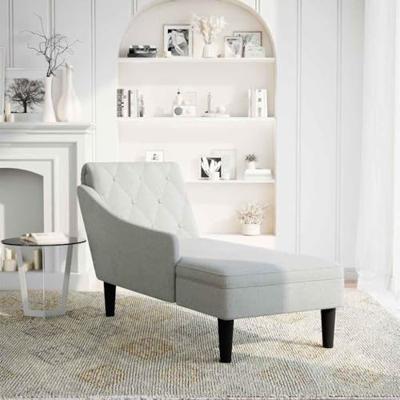 Chaise longue met kussen en rechterarmleuning stof wolk grijs