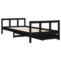 Kinderbedframe met lades 90x200 cm massief grenenhout zwart - thumbnail