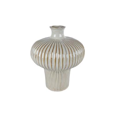 Vaas Jodie L wit/bruin aardewerk