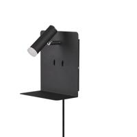 Trio Wand lampElement met schapje mat zwart - 222570232 - thumbnail