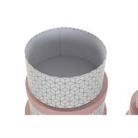 Set van opstapelbare opbergboxen DKD Home Decor Cirkelvormig Roze Karton - thumbnail