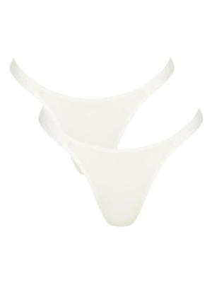2-pack dames tangaslips - Go Casual - Hoog opgesneden katoenen tanga slip