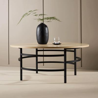 Nohr Ronde Salontafel 'Vu' 100cm, kleur Whitewash/Zwart Nohr Ronde Salontafel 'Vu' 100cm, kleur Whitewash/Zwart