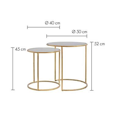 Light & Living Bijzettafel 'Duarte' Set van 2 stuks, glas smoke-goud
