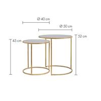 Light & Living Bijzettafel 'Duarte' Set van 2 stuks, glas smoke-goud - thumbnail