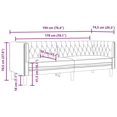 3-delige Loungeset Chesterfield-stijl kunstleer crèmekleurig