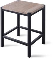 Badkamer Kruk LoooX Wooden Stool met Frame 35x30x45 cm Massief Eiken Old Grey Mat Zwart Looox - thumbnail