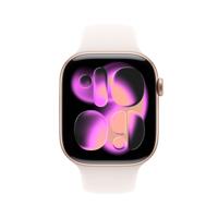 Apple Watch Series 11 GPS + Cellular - 46 mm - Caixa de alumínio dourado rosê - Pulseira esportiva rosa claro - Tamanhos P/M - thumbnail