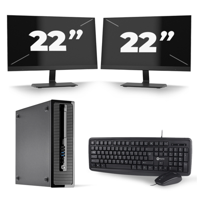 HP ProDesk 400 G1 SFF - Intel Core i5-4e Generatie - 8GB RAM - 256GB SSD - Windows 10 + 2x 22 inch Monitor