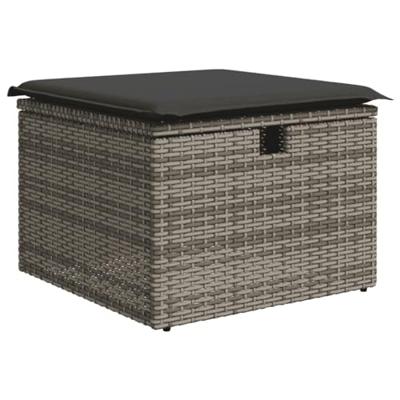 6-delige Loungeset met kussens poly rattan grijs - thumbnail