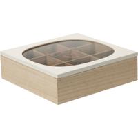 Home & Styling Theedoos hout/glas 24x24cm - thumbnail