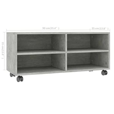 VidaXL Tv-meubel met wieltjes 90x35x35 cm bewerkt hout betongrijs